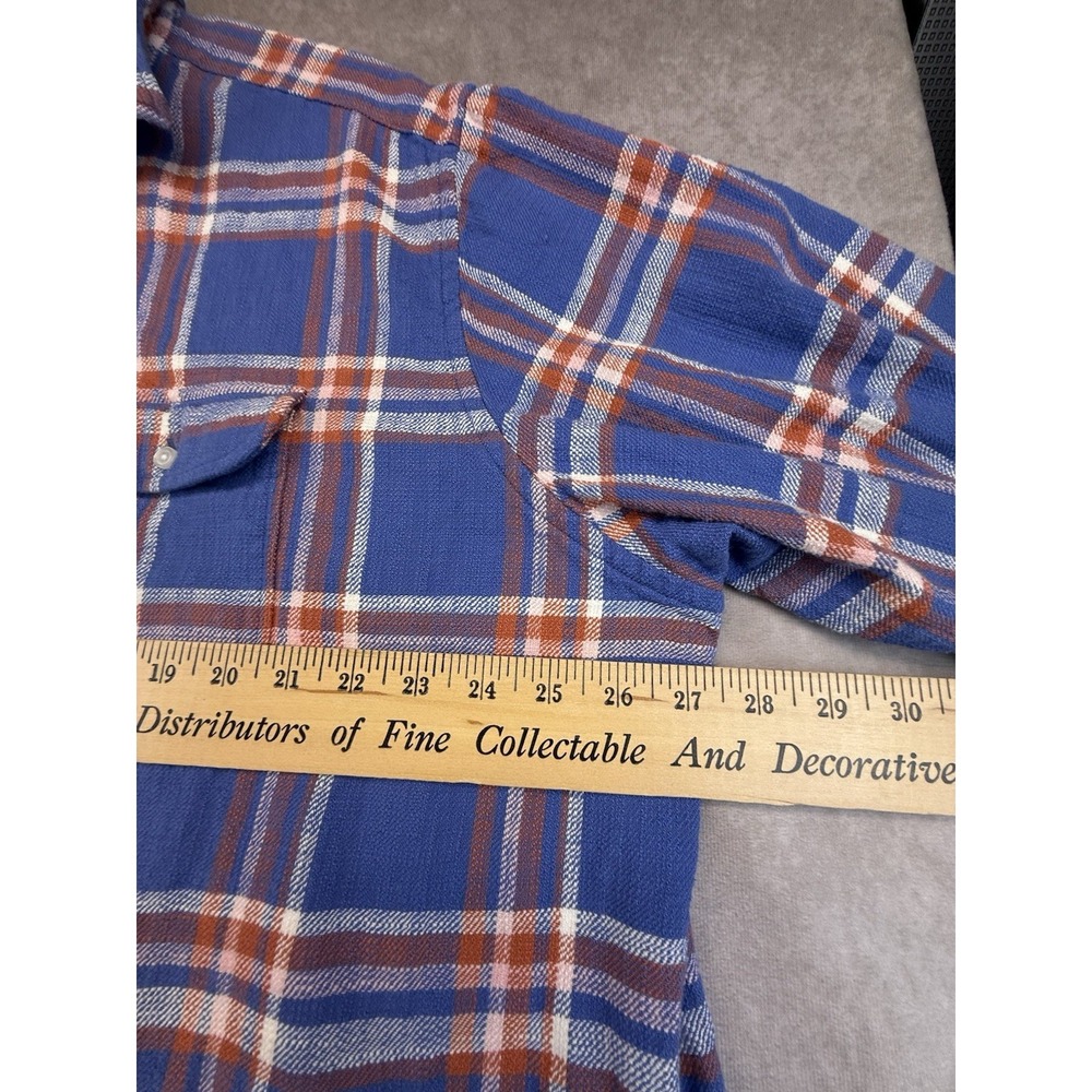 Proper Cloth Mens Flannel Shirt 2XL Relaxed Cotton Plaid Blue Red Workwear - Picture 8 of 10